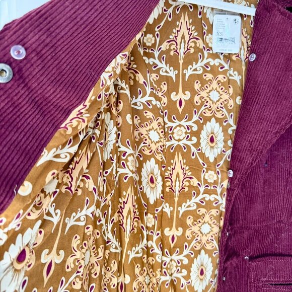 NWT Free People Lady Lane Collar Cord Jacket Coat Red Cream - Picture 5 of 11